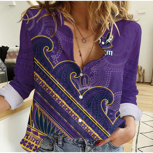 custom-text-and-number-storm-rugby-women-casual-shirt-melbourne-pasifika-aboriginal-gradient-polynesian