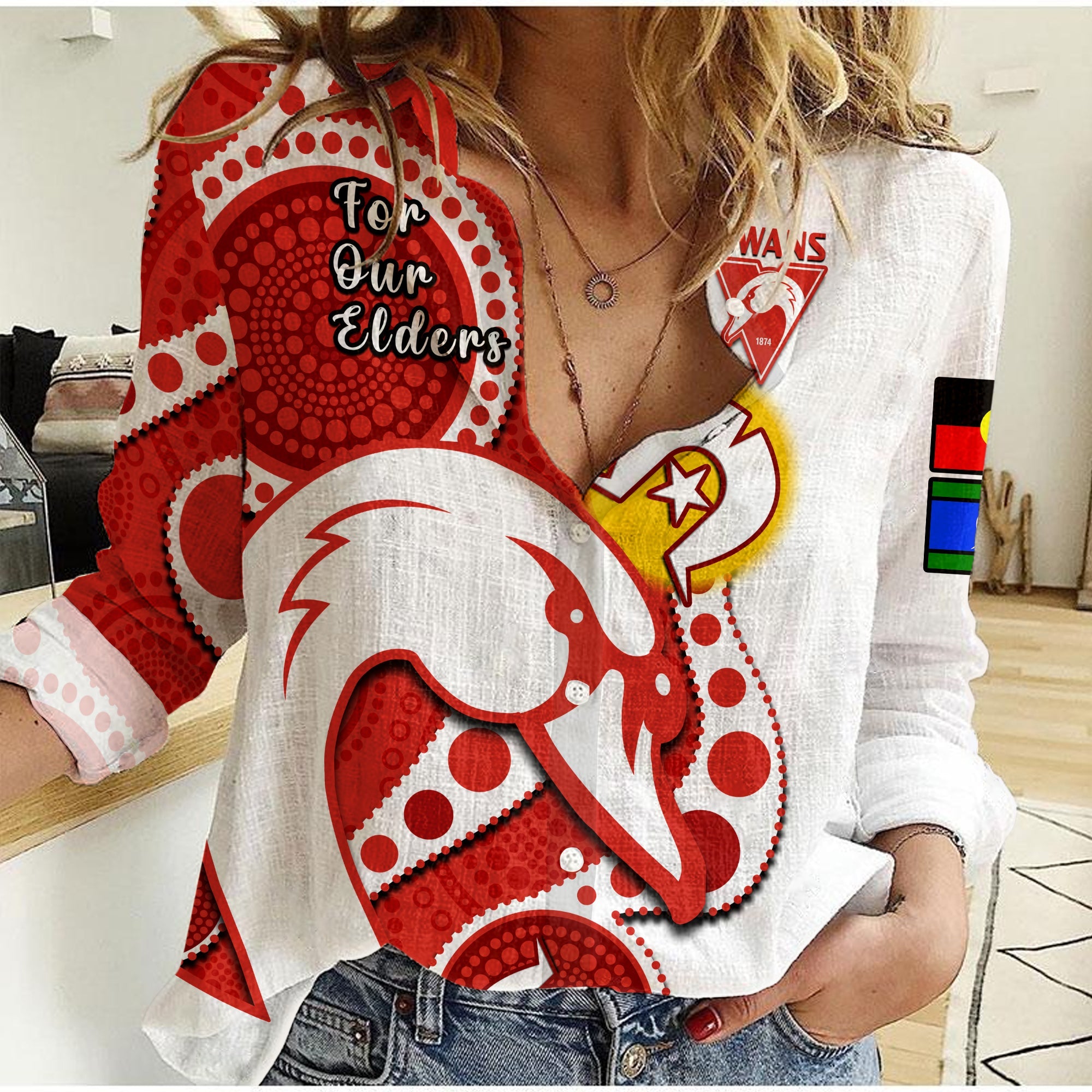 custom-text-and-number-swans-football-naidoc-2023-women-casual-shirt-sydney-for-our-elders-indigenous-art