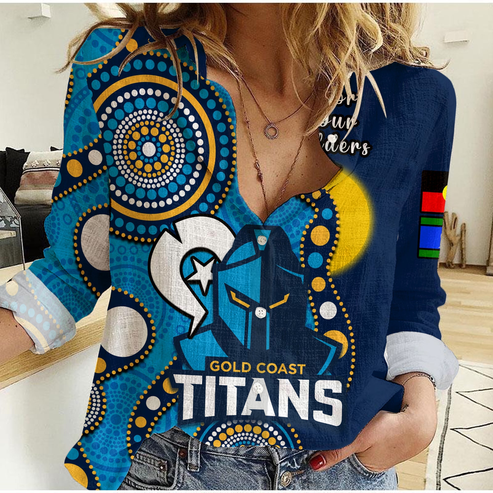 custom-text-and-number-titans-rugby-naidoc-2023-women-casual-shirt-indigenous-for-our-elders