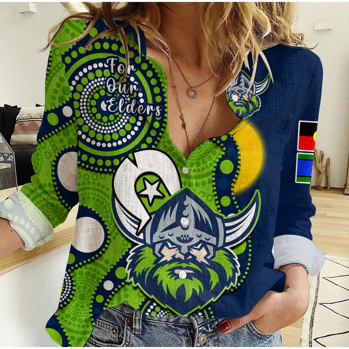 custom-text-and-number-raiders-rugby-naidoc-2023-women-casual-shirt-canberra-for-our-elders-indigenous-art
