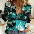 custom-text-and-number-brisbane-heat-cricket-women-casual-shirt-aboriginal-art-mix-tropical-flowers