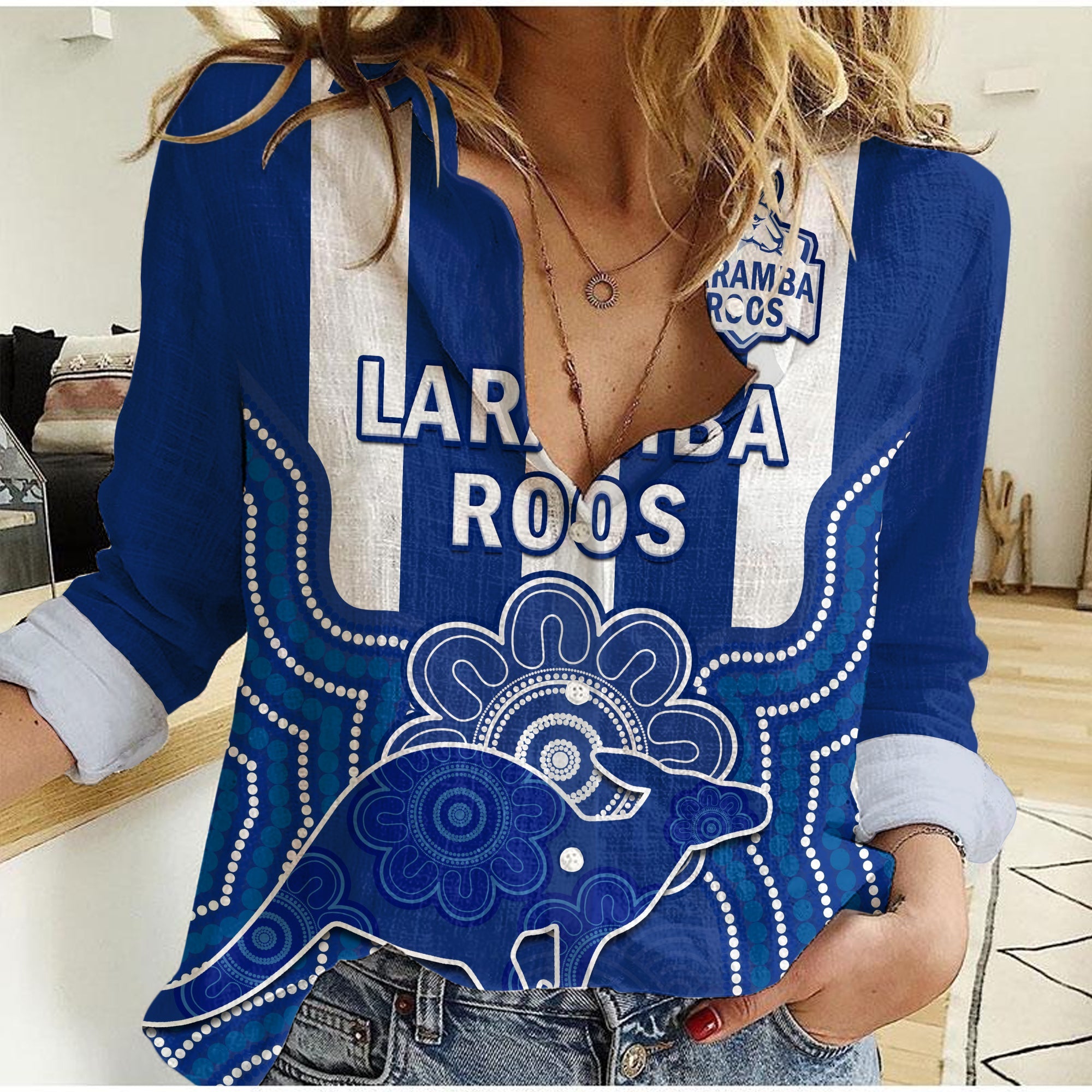 custom-text-and-number-laramba-football-women-casual-shirt-roos-aboriginal-art