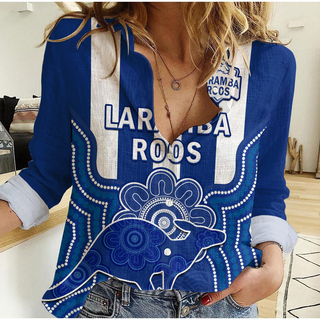 custom-text-and-number-laramba-football-women-casual-shirt-roos-aboriginal-art