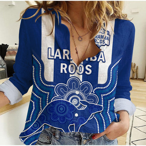 custom-text-and-number-laramba-football-women-casual-shirt-roos-aboriginal-art