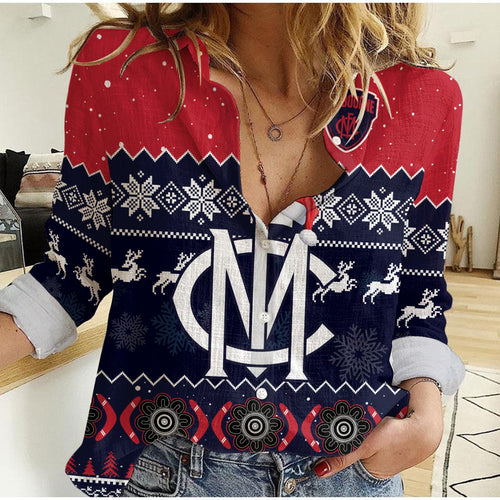 melbourne-football-women-casual-shirt-demons-indigenous-merry-christmas