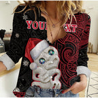 custom-personalised-new-zealand-christmas-women-casual-shirt-hei-tiki-red-pohutukawa-meri-kirihimete