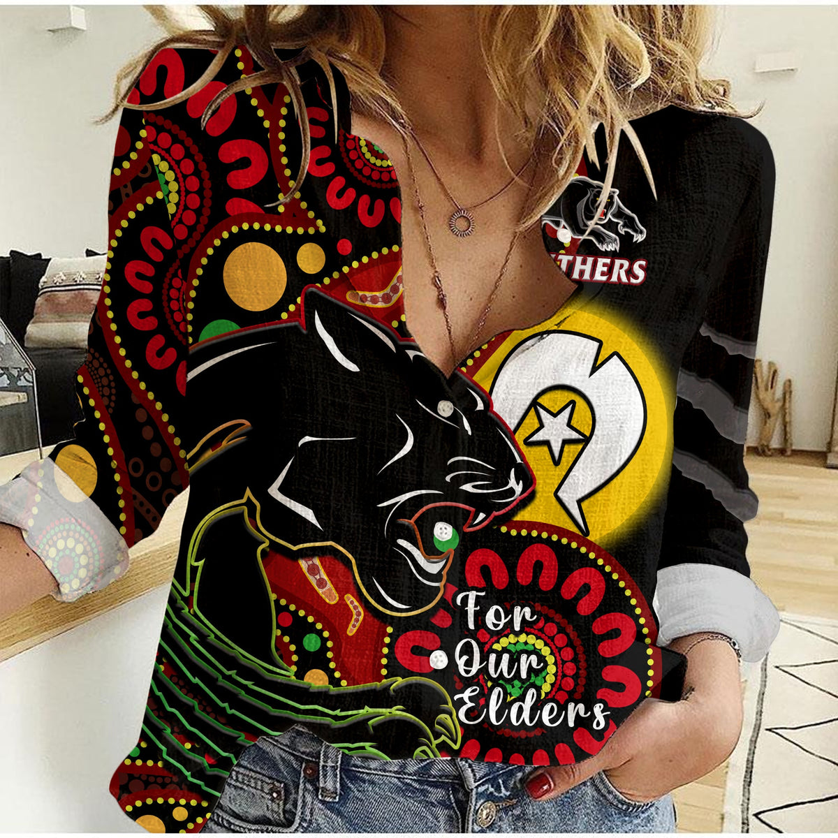 custom-text-and-number-panthers-rugby-naidoc-2023-women-casual-shirt-for-our-elders-aboriginal