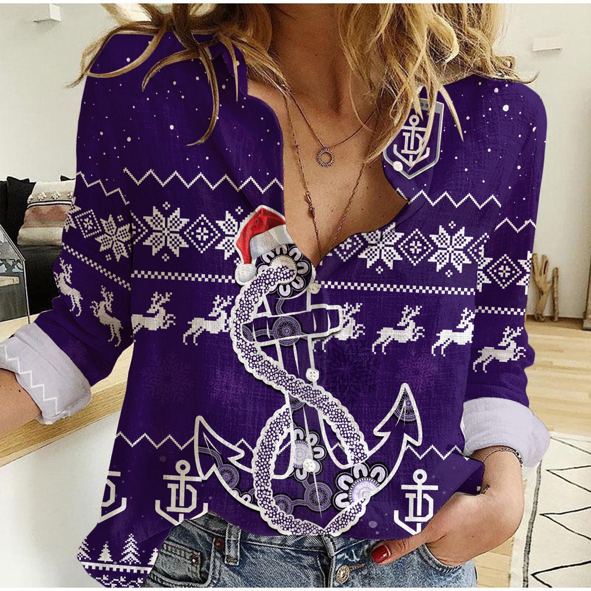 custom-personalised-dockers-football-women-casual-shirt-freo-indigenous-merry-christmas