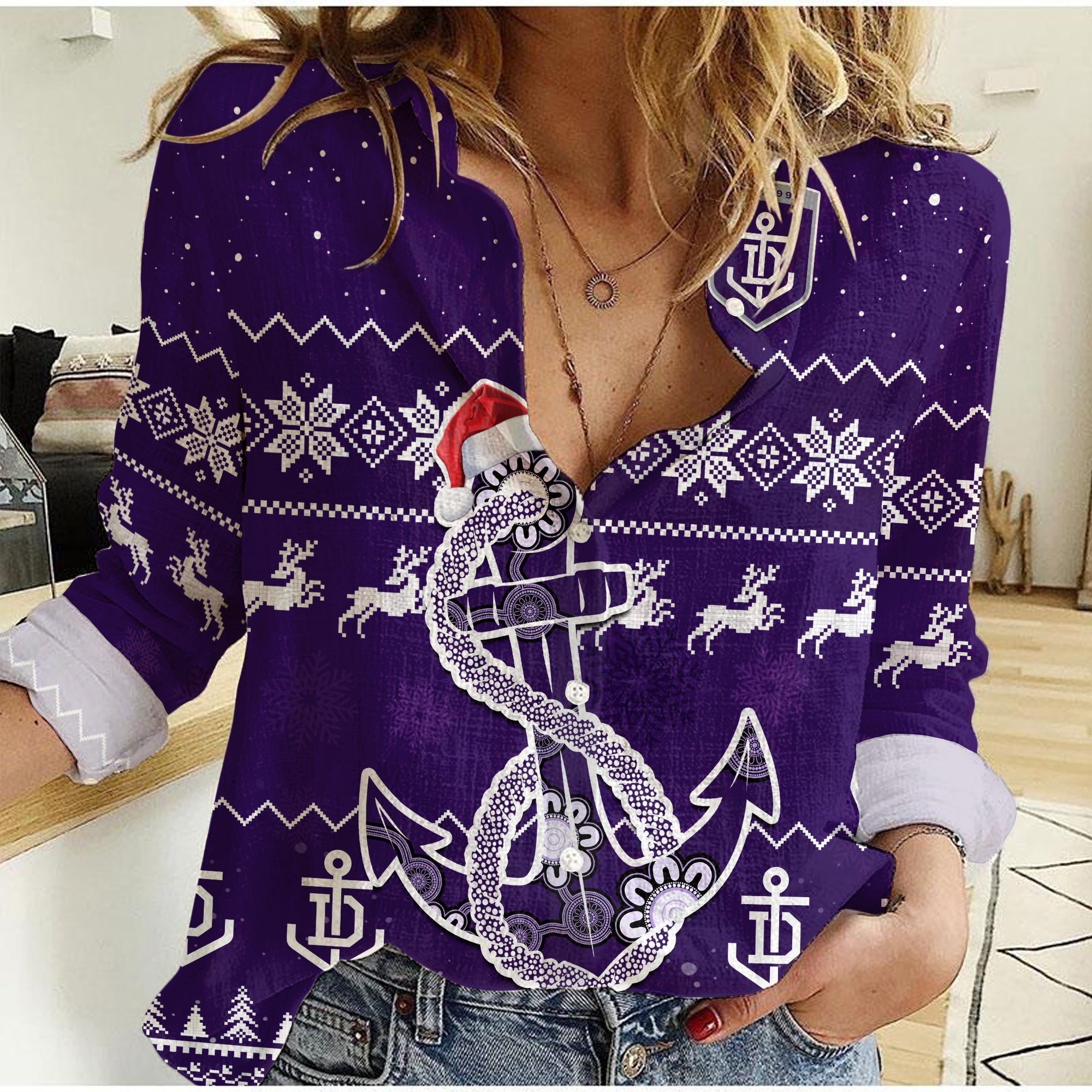 custom-personalised-dockers-football-women-casual-shirt-freo-indigenous-merry-christmas