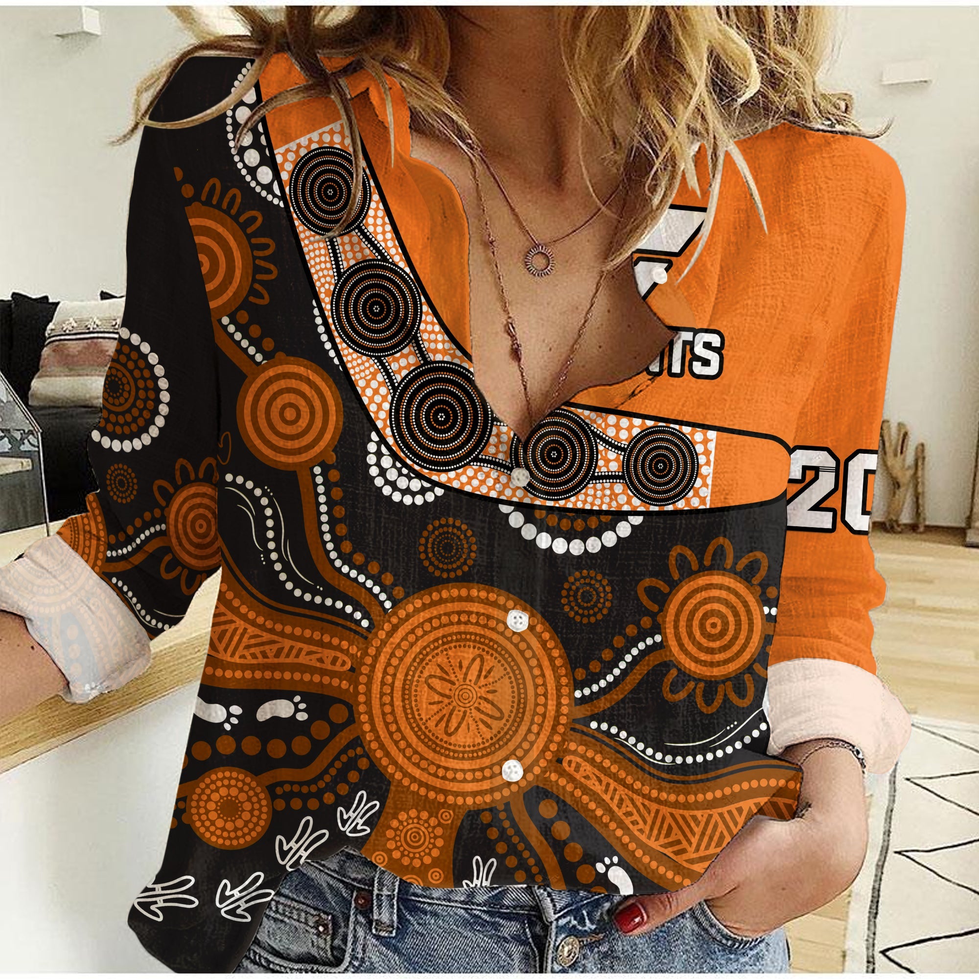 custom-text-and-number-greater-western-sydney-football-women-casual-shirt-giants-2012-boomerang-indigenous-pattern