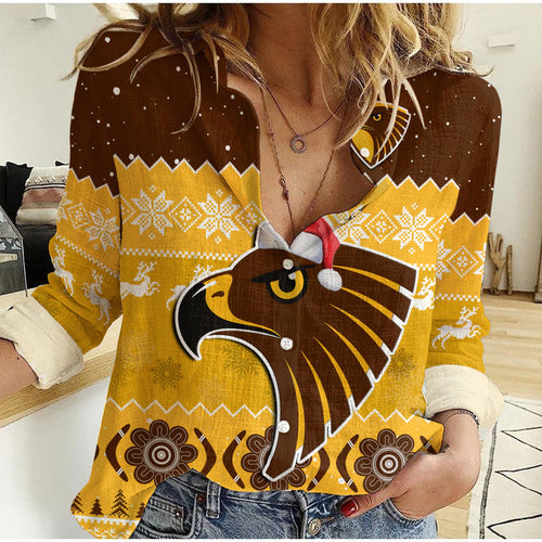 hawthorn-football-women-casual-shirt-hawks-indigenous-merry-christmas