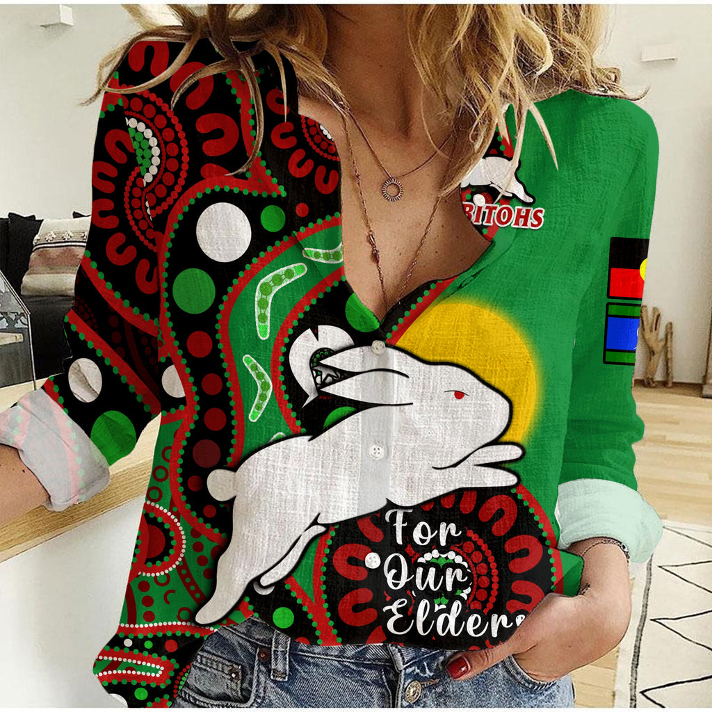 custom-text-and-number-rabbitohs-rugby-naidoc-2023-women-casual-shirt-for-our-elders-aboriginal
