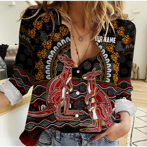 custom-personalised-australia-valentine-women-casual-shirt-aboriginal-couple-kangaroos-my-love