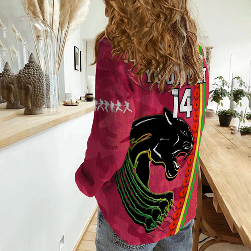 custom-text-and-number-panthers-rugby-anzac-women-casual-shirt-aboriginal-mix-poppy-camouflage-pink