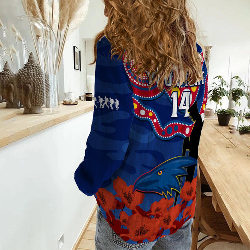 custom-text-and-number-adelaide-football-anzac-2023-women-casual-shirt-crows-aboriginal-mix-poppy-camouflage