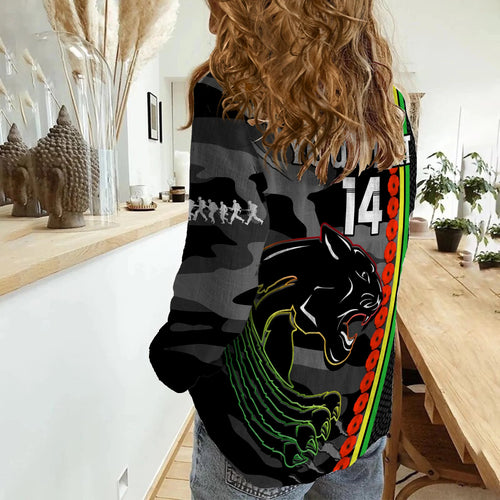 custom-text-and-number-panthers-rugby-anzac-women-casual-shirt-aboriginal-mix-poppy-camouflage-black