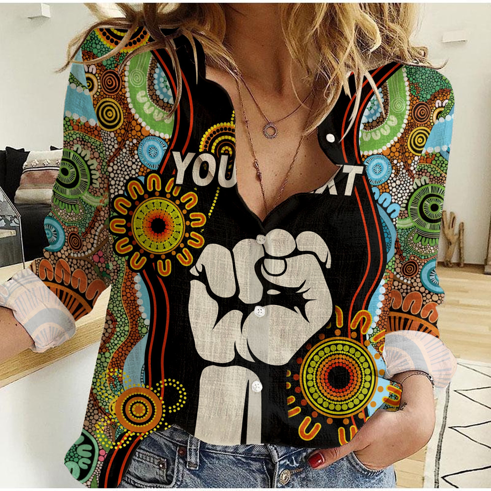 custom-personalised-naidoc-2022-women-casual-shirt-proud-history-of-getting-up-standing-up-and-showing-up