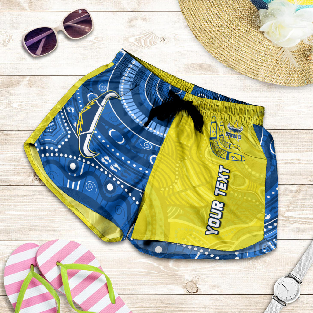 custom-personalised-cowboys-rugby-women-shorts-aboriginal-boomerang-go-premiers-north-queensland