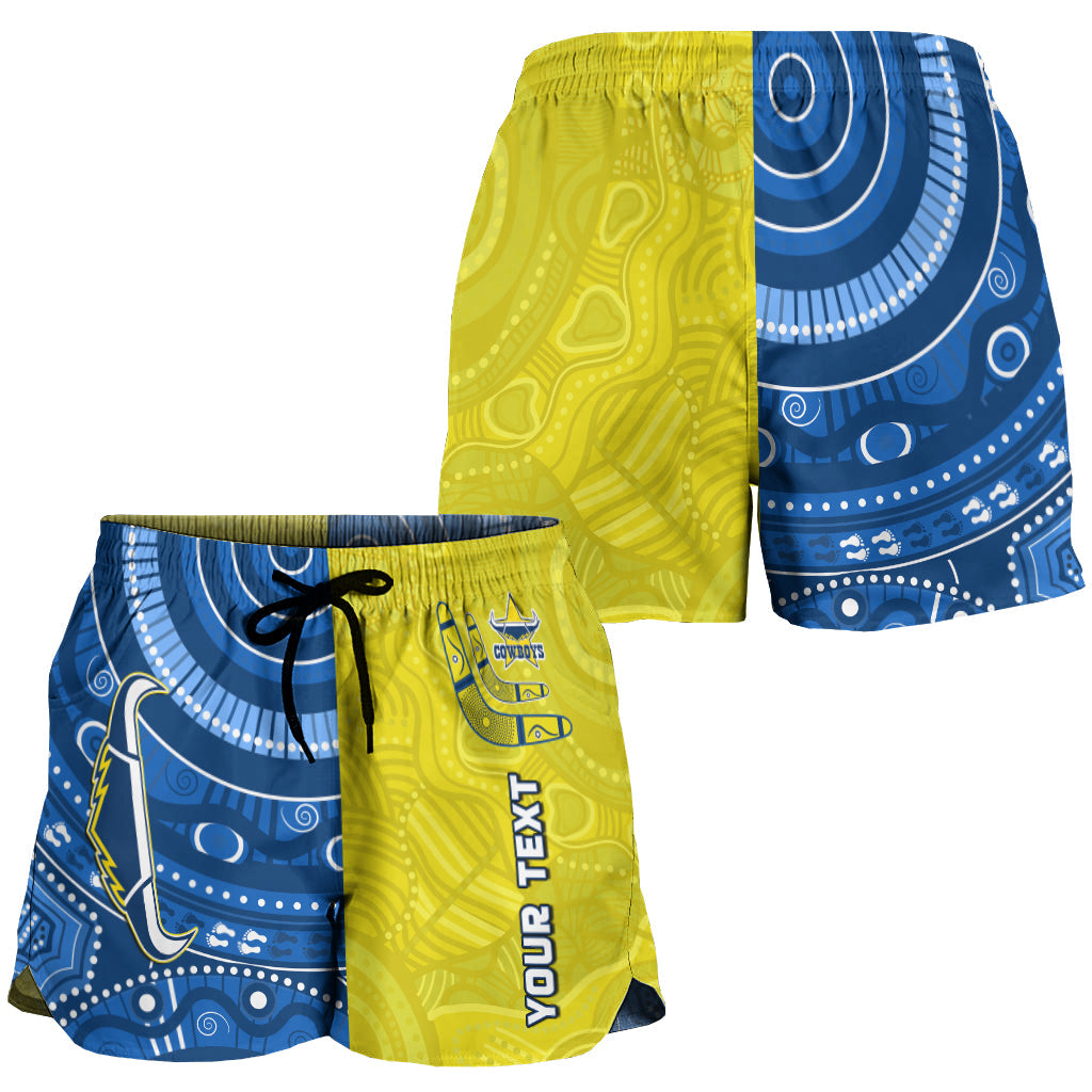 custom-personalised-cowboys-rugby-women-shorts-aboriginal-boomerang-go-premiers-north-queensland