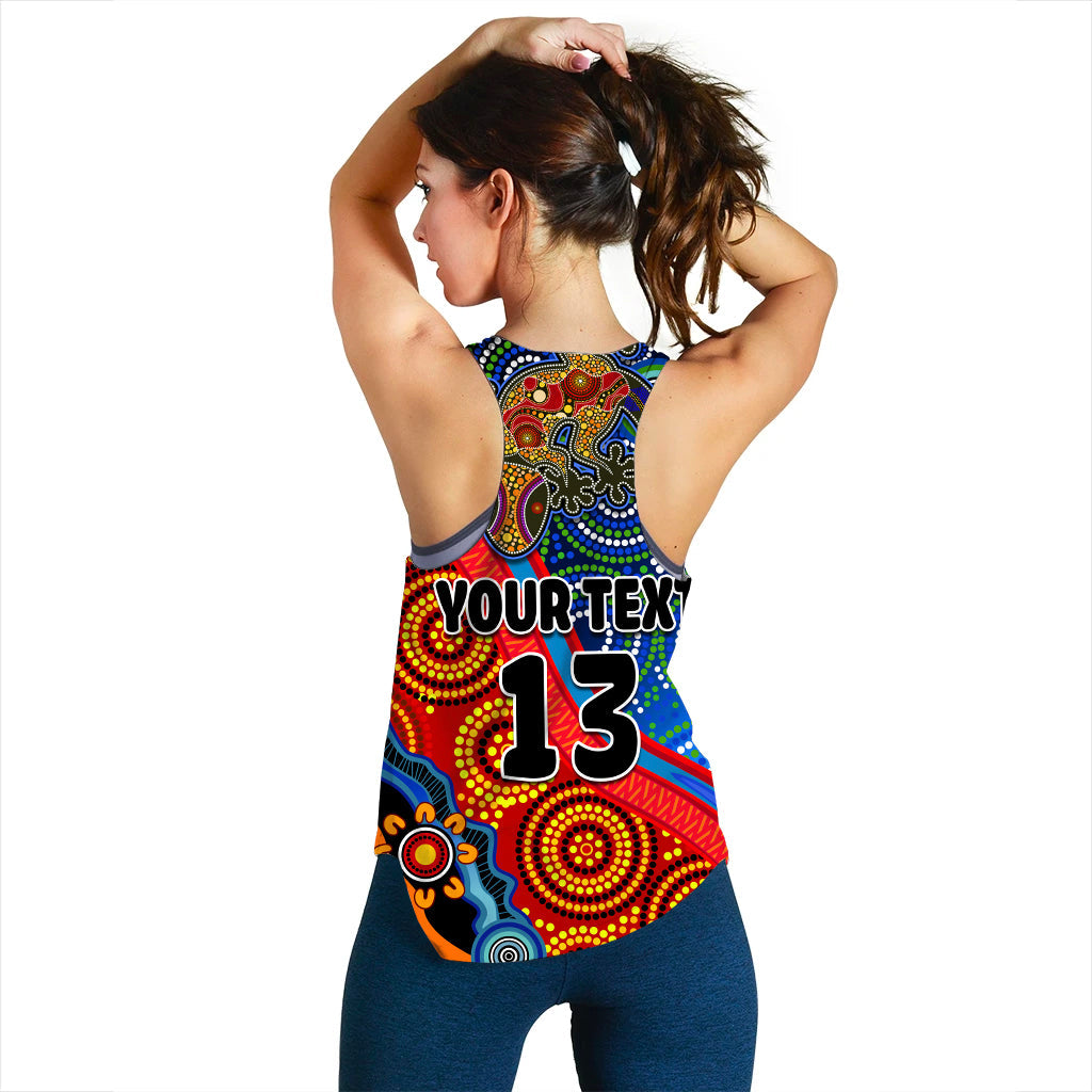 custom-text-and-number-australia-lizard-and-sun-women-racerback-tank-aboriginal-art-speical