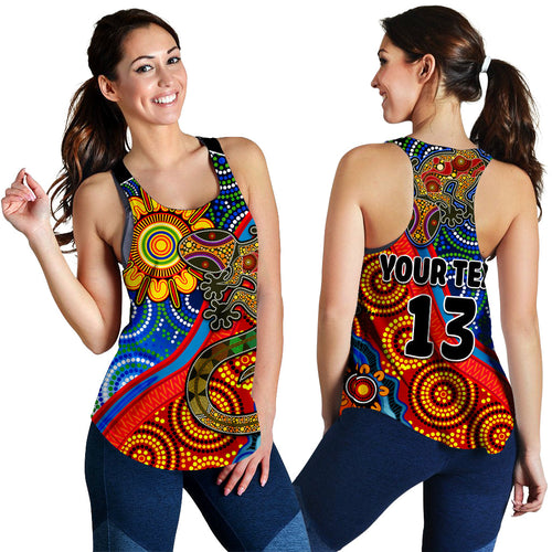 custom-text-and-number-australia-lizard-and-sun-women-racerback-tank-aboriginal-art-speical