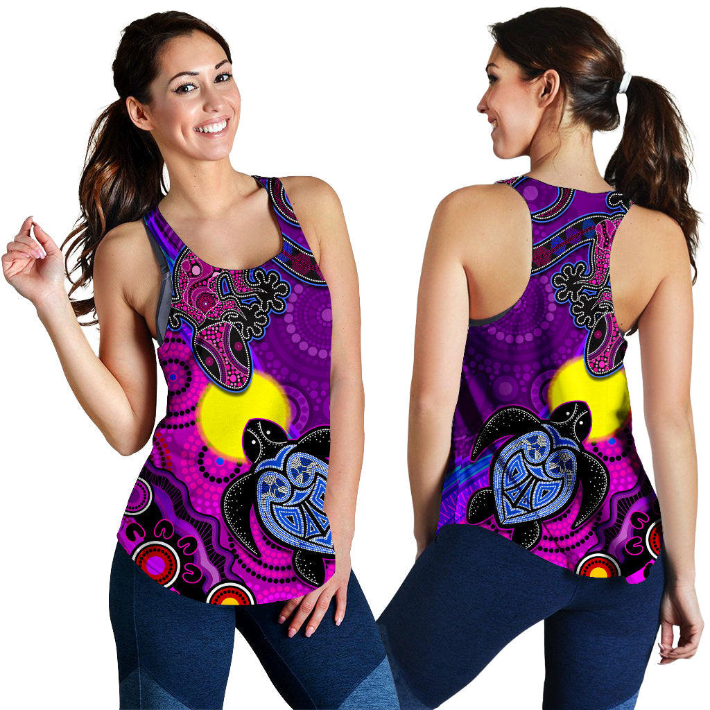 custom-personalised-australia-lizard-and-turtle-women-racerback-tank-aboriginal-art-beautiful-life