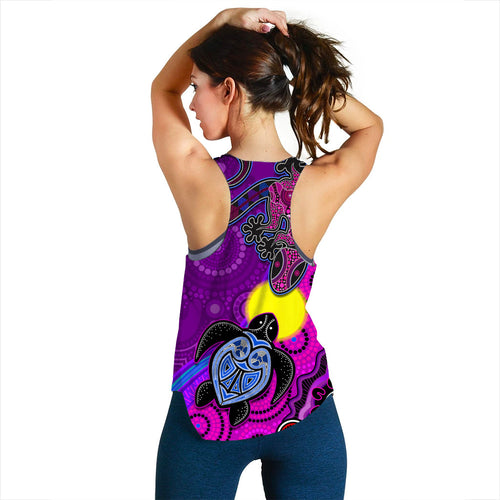custom-personalised-australia-lizard-and-turtle-women-racerback-tank-aboriginal-art-beautiful-life