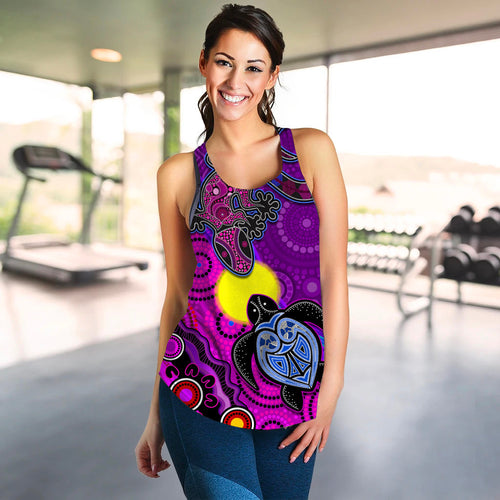 custom-personalised-australia-lizard-and-turtle-women-racerback-tank-aboriginal-art-beautiful-life
