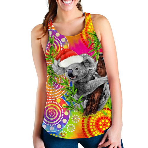 custom-personalised-australia-koala-aboriginal-women-racerback-tank-rainbow-tie-dye-merry-christmas