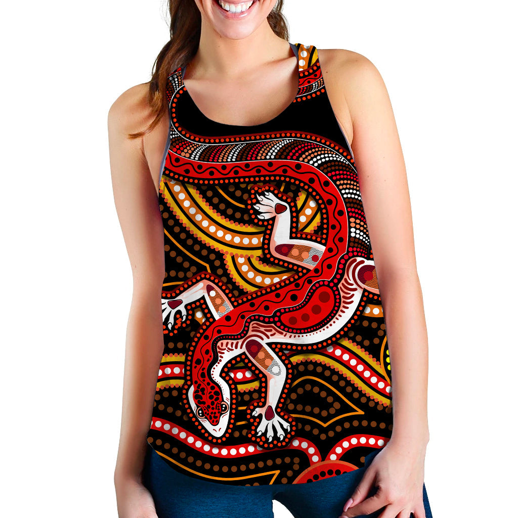 aboriginal-art-lizard-women-racerback-tank-you-are-number-one