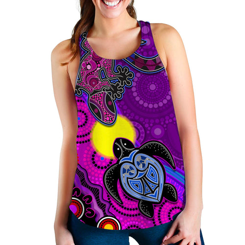 custom-personalised-australia-lizard-and-turtle-women-racerback-tank-aboriginal-art-beautiful-life