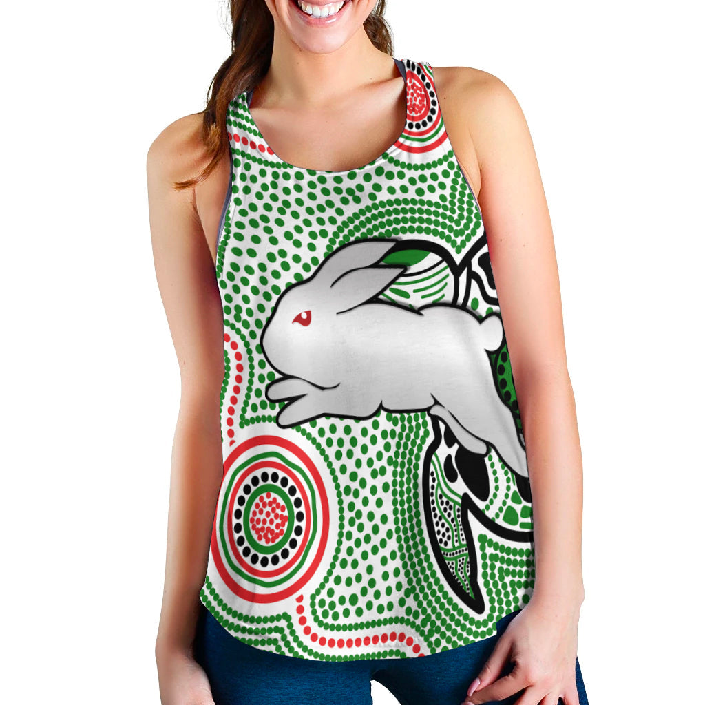 Rabbitohs Indigenous Women Racerback Tank Simple White - Vibe Hoodie