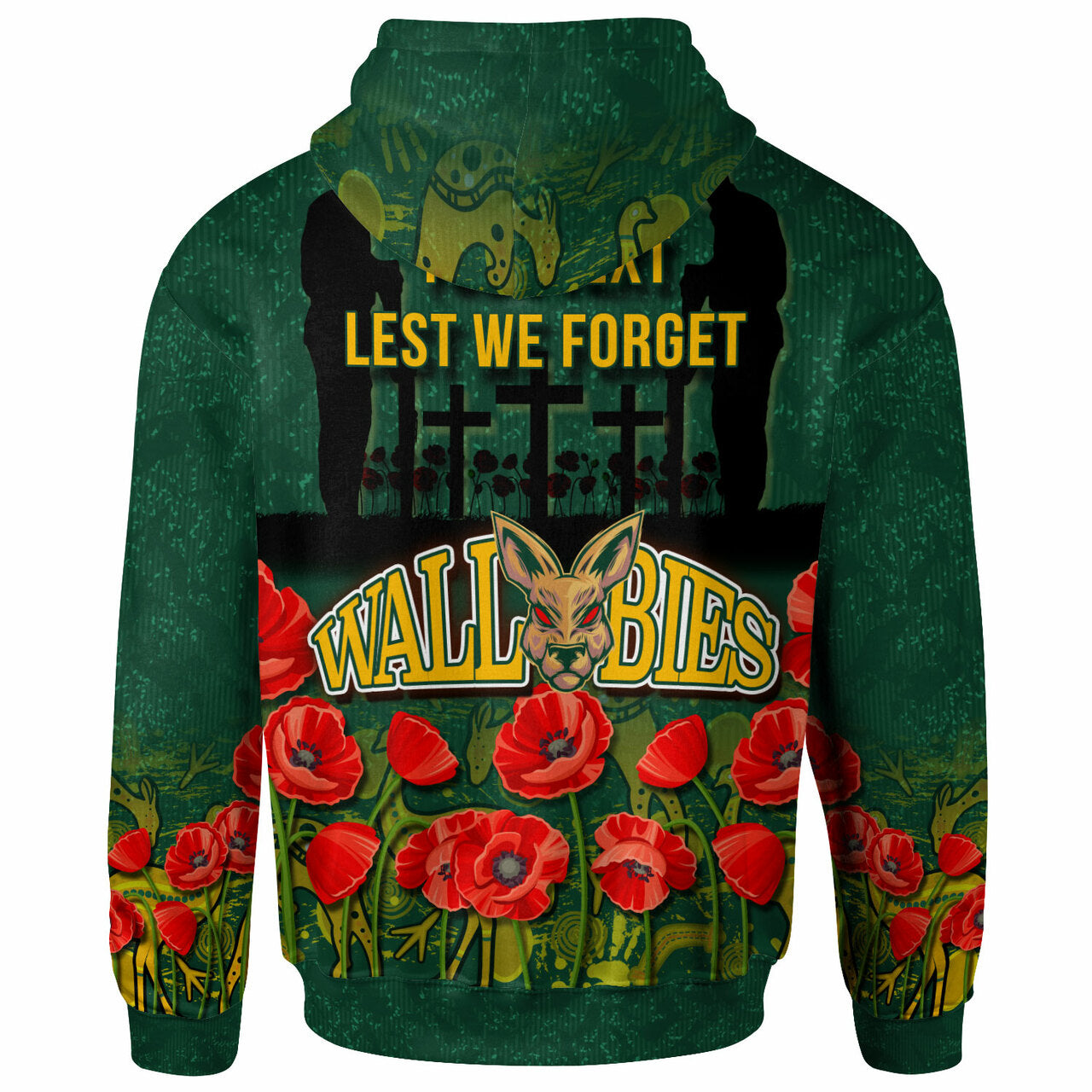 Wallabies Rugby Hoodie - Custom Anzac Wallabies Aboriginal With Animals Hoodie LT10