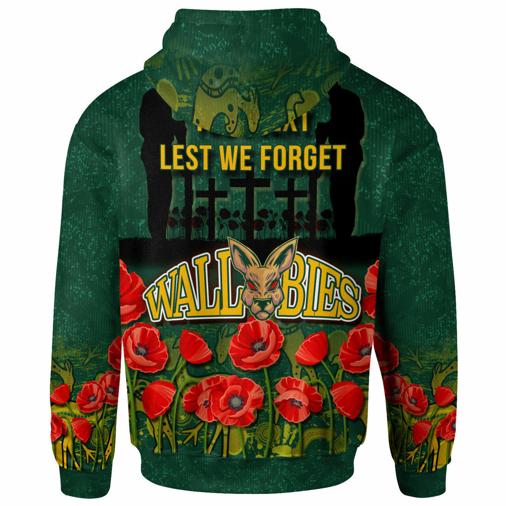 Wallabies Rugby Hoodie - Custom Anzac Wallabies Aboriginal With Animals Hoodie LT10