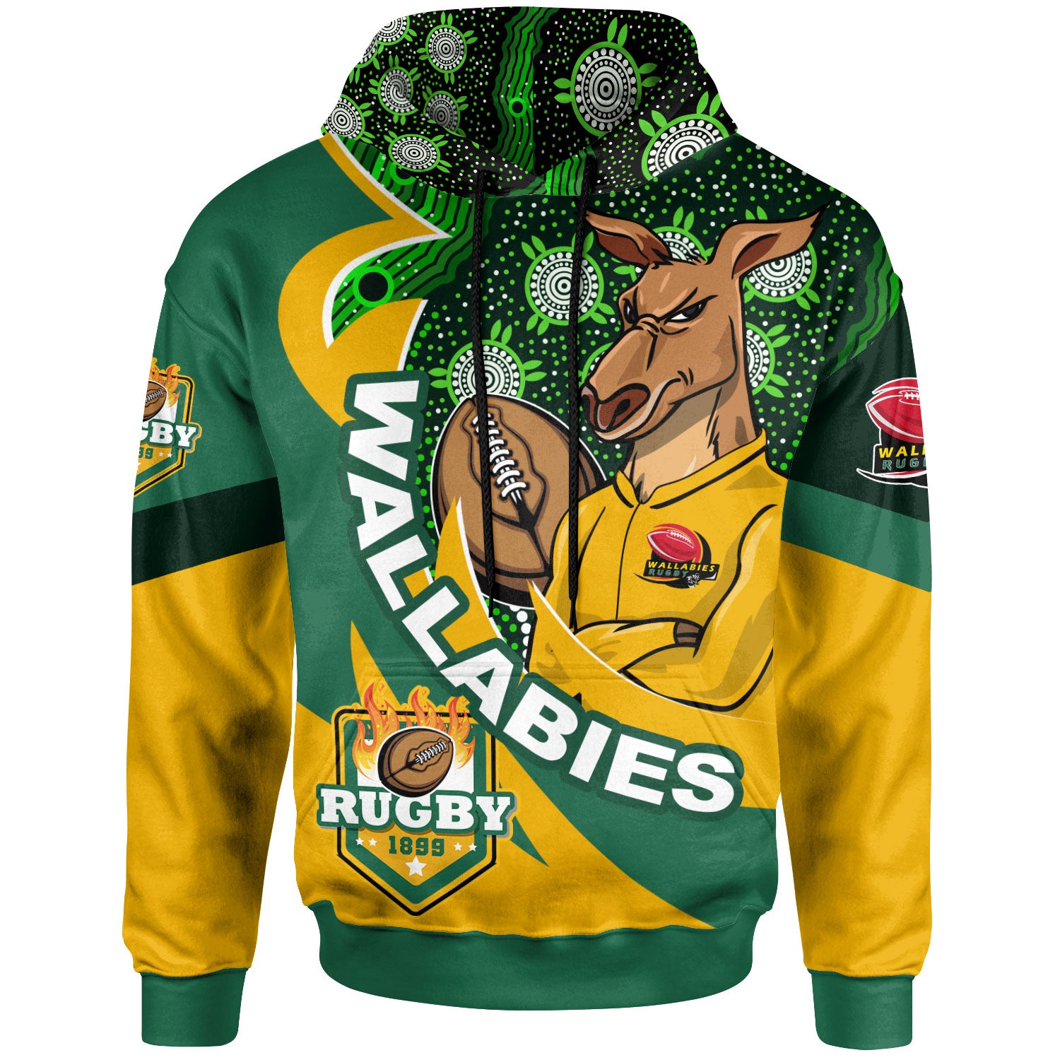 wallabies-rugby-hoodie-custom-kangaroo-rugby-ball-aboriginal-curve-style-hoodie