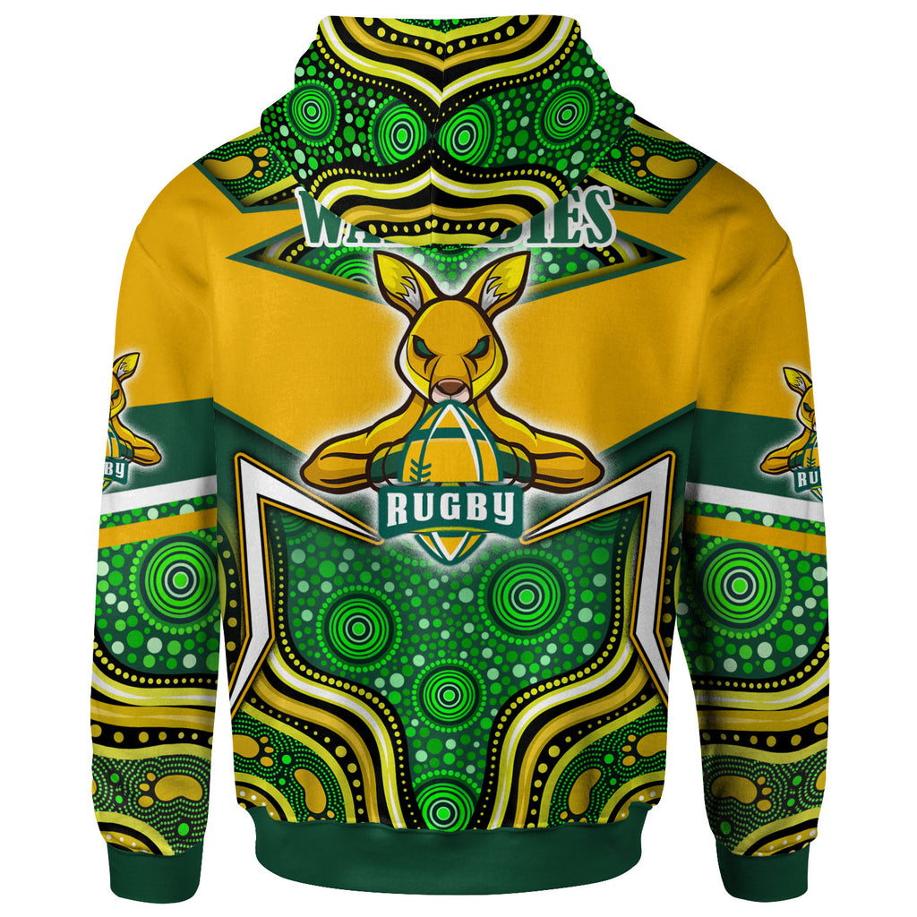 wallabies-rugby-hoodie-custom-super-kangaroo-rugby-ball-mascot-aboriginal-style-hoodie