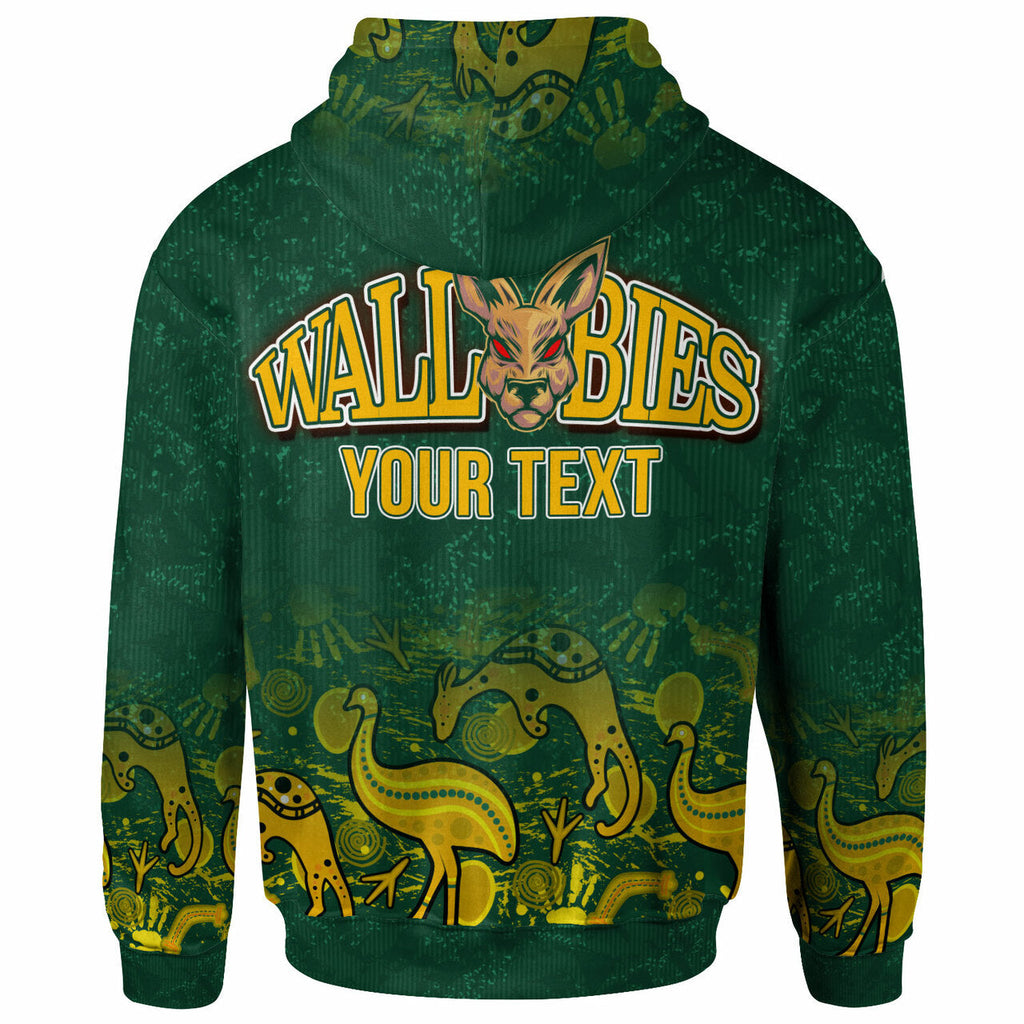 Wallabies Rugby Hoodie - Custom Wallabies Aboriginal With Animals Hoodie LT10