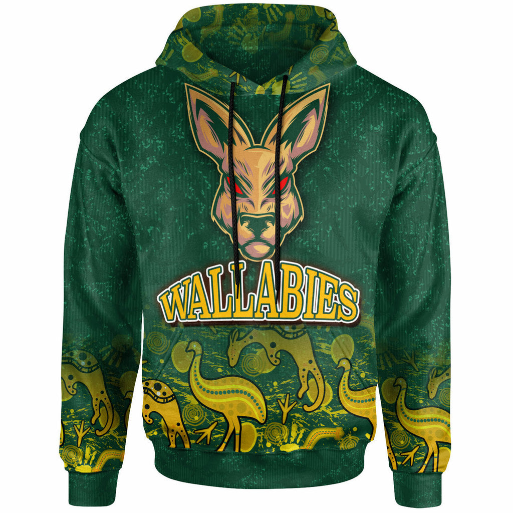 Wallabies Rugby Hoodie - Custom Wallabies Aboriginal With Animals Hoodie LT10