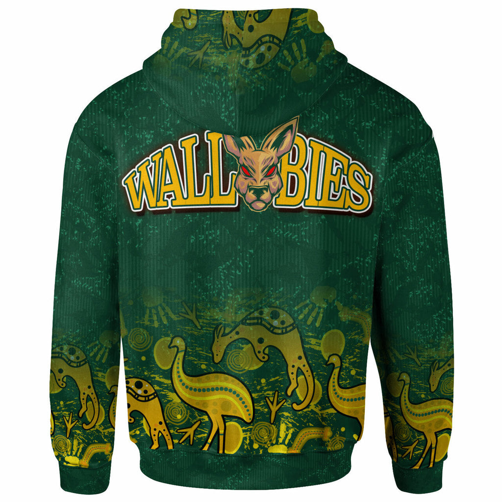 Wallabies Rugby Hoodie - Custom Wallabies Aboriginal With Animals Hoodie LT10
