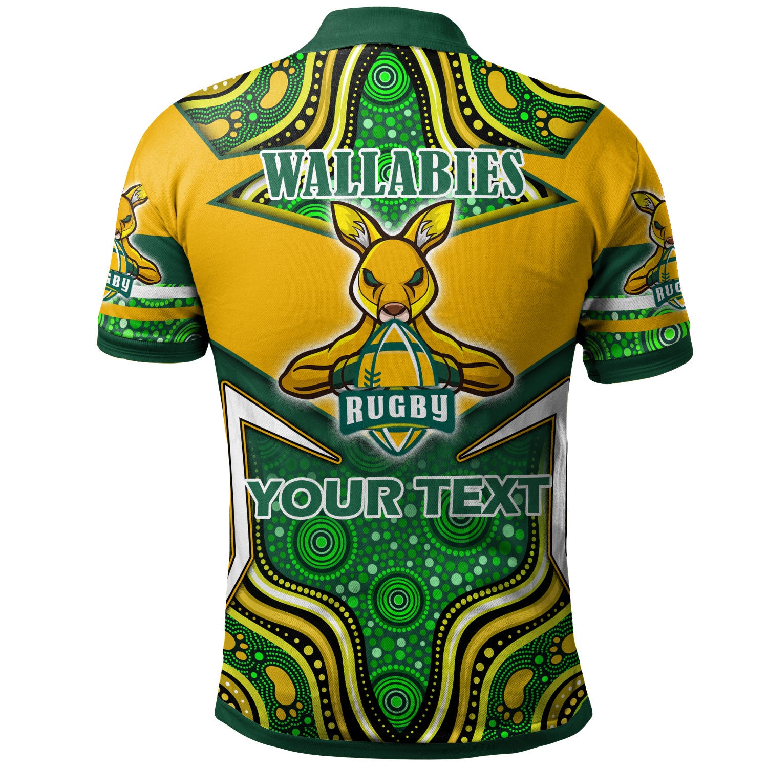 wallabies-rugby-polo-shirt-custom-super-kangaroo-rugby-ball-mascot-aboriginal-style-polo-shirt