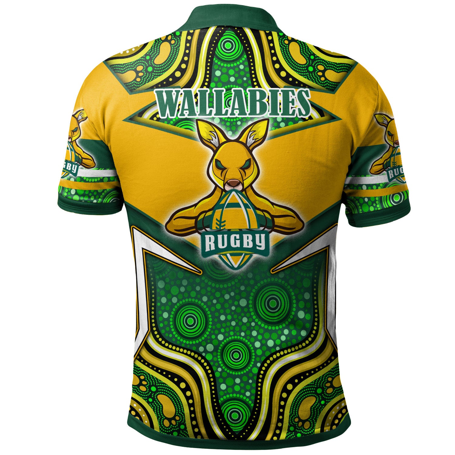 wallabies-rugby-polo-shirt-custom-super-kangaroo-rugby-ball-mascot-aboriginal-style-polo-shirt