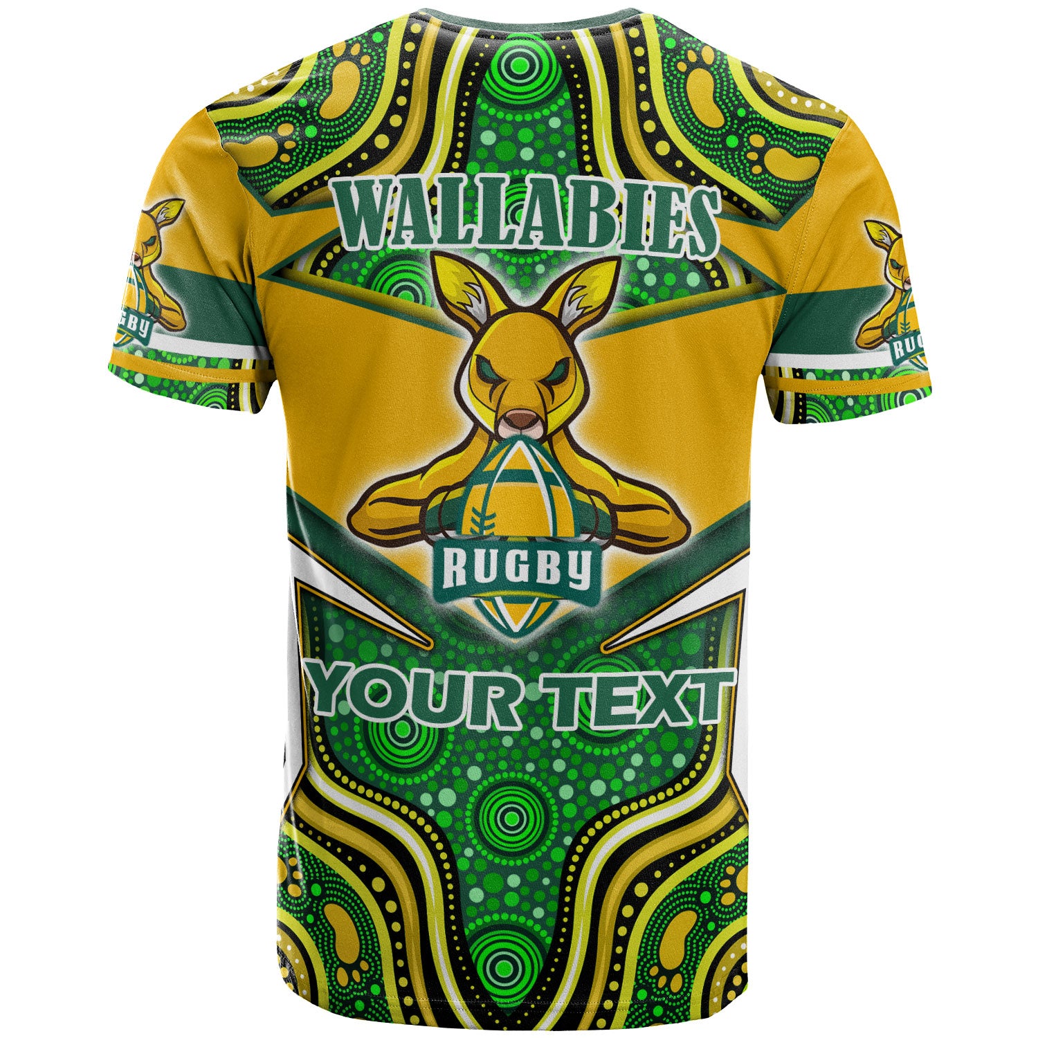 wallabies-rugby-t-shirt-custom-super-kangaroo-rugby-ball-mascot-aboriginal-style-t-shirt