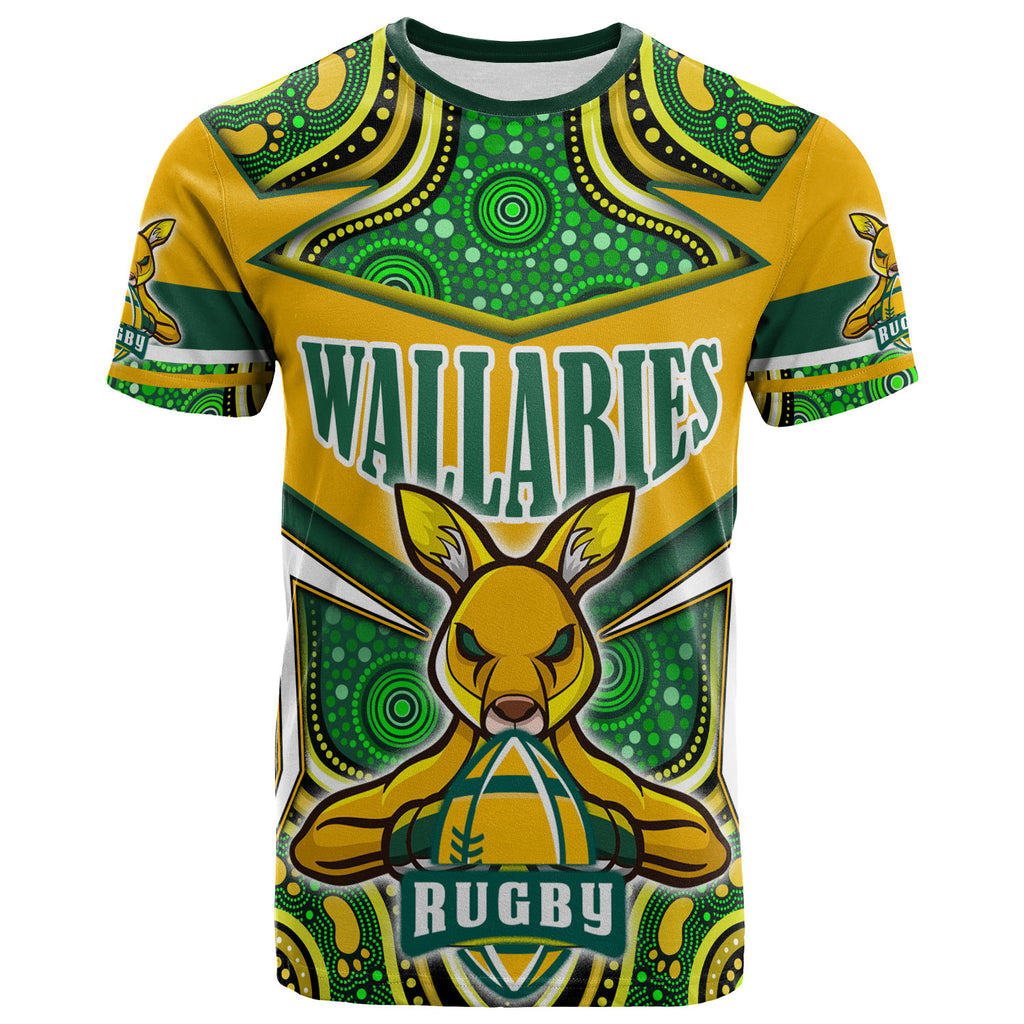 wallabies-rugby-t-shirt-custom-super-kangaroo-rugby-ball-mascot-aboriginal-style-t-shirt