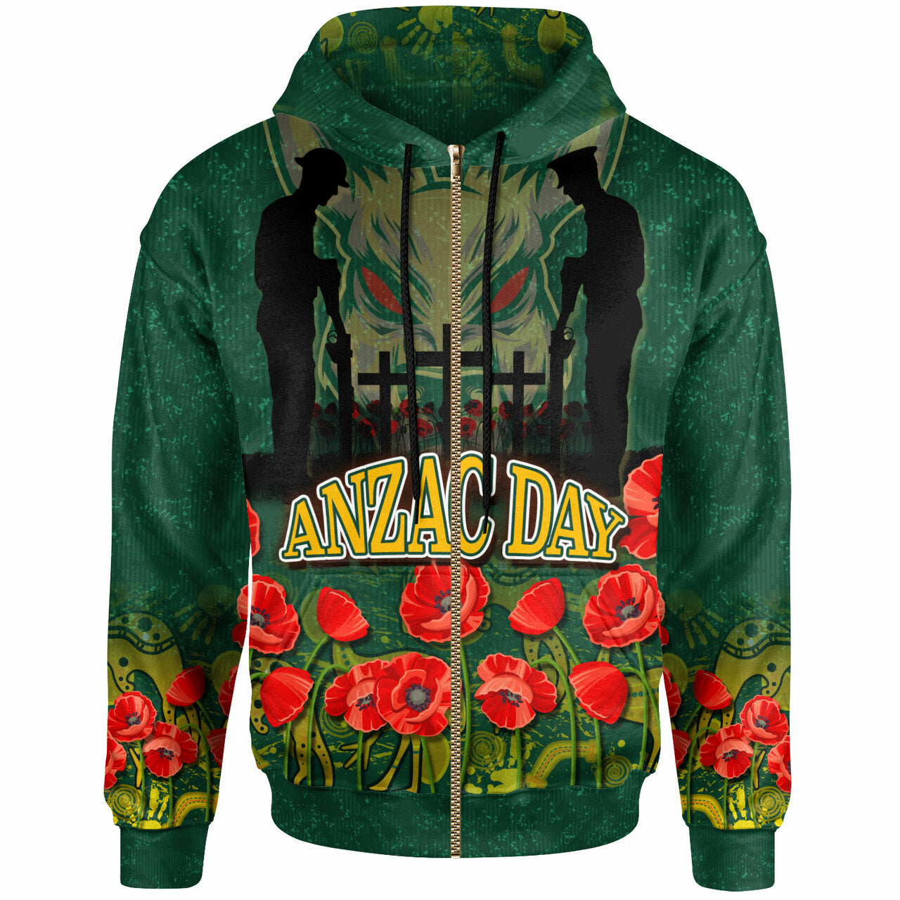 Wallabies Rugby Hoodie - Custom Anzac Wallabies Aboriginal With Animals Hoodie LT10