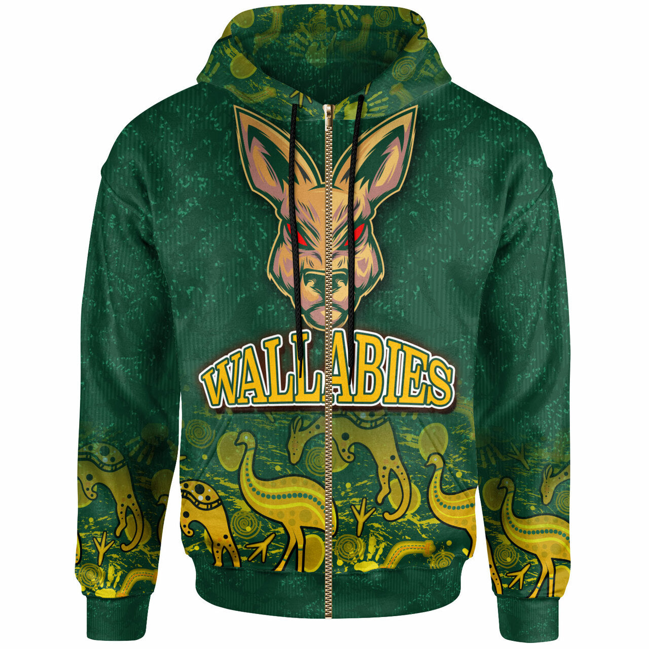 Wallabies Rugby Hoodie - Custom Wallabies Aboriginal With Animals Hoodie LT10