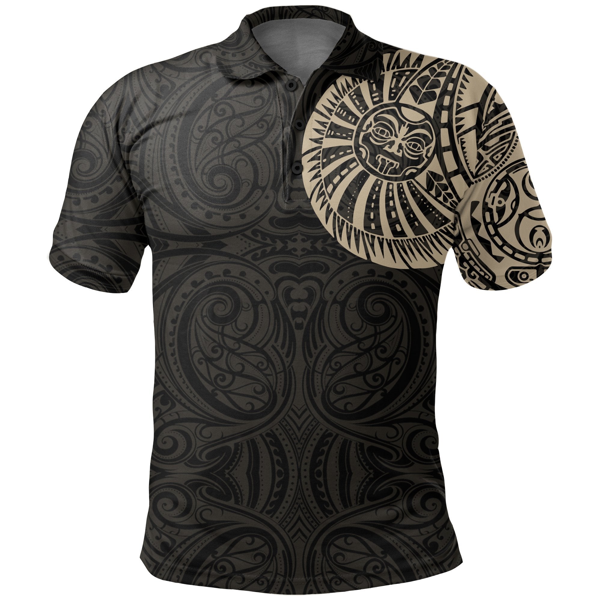 new-zealand-maori-polo-shirt-maori-warrior-tattoo-golf-shirts-tan