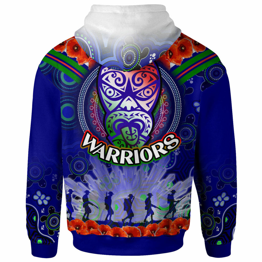Warriors Rugby Hoodie - Custom Anzac Warriors Aboriginal Dot Art Vector Painting With Turtle Hoodie LT10