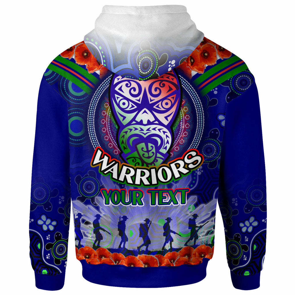 Warriors Rugby Hoodie - Custom Anzac Warriors Aboriginal Dot Art Vector Painting With Turtle Hoodie LT10