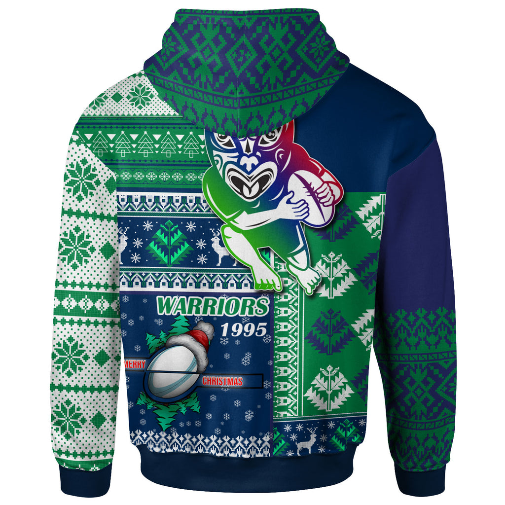 warriors-rugby-hoodie-custom-christmas-snowflakes-warriors-mascot-hoodie
