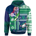 warriors-rugby-hoodie-custom-christmas-snowflakes-warriors-mascot-hoodie